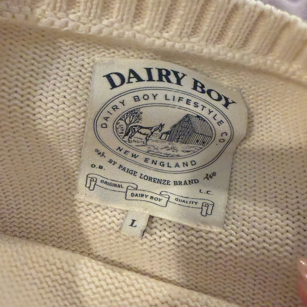Dairy Boy Cream Sweater with Star Patterned Letters - Picture 5 of 6